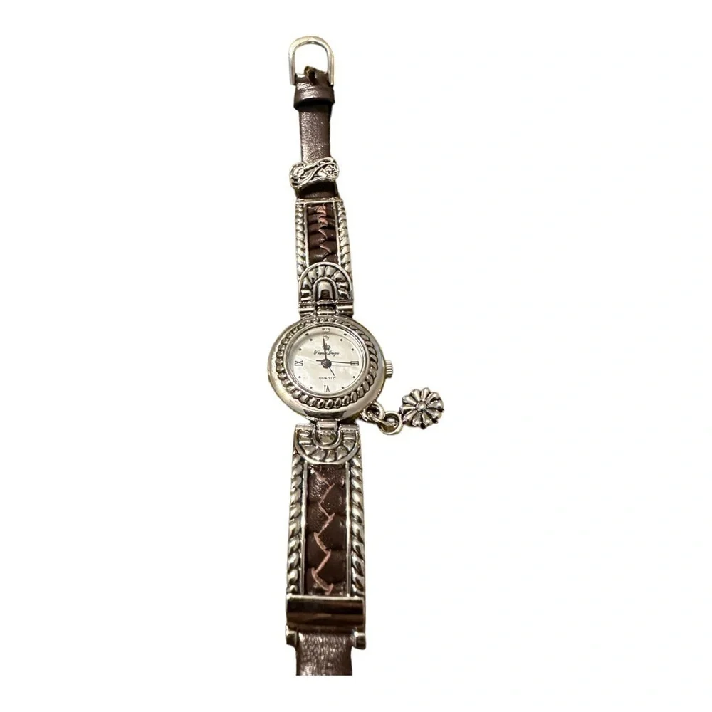 Premier Designs Petal Watch Women’s with Leather Braided and Silver Band